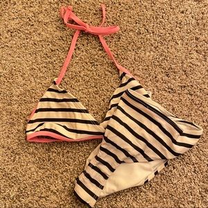 Old Navy girls black and white striped bikini